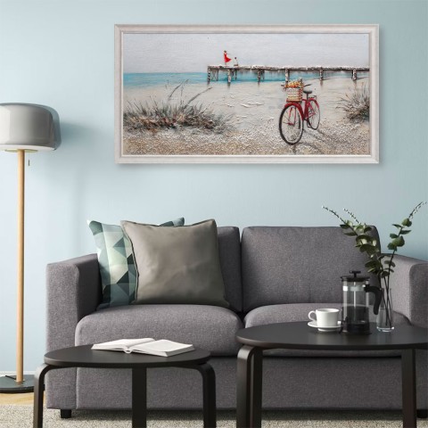 Tableau Moderne Peinture toile jetée de plage peint à la main sur toile cadre 60 × 120 cm W628 Promotion