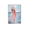 Quadro dipinto a mano donna spiaggia rilievo su tela 60x90cm W714 Saldi