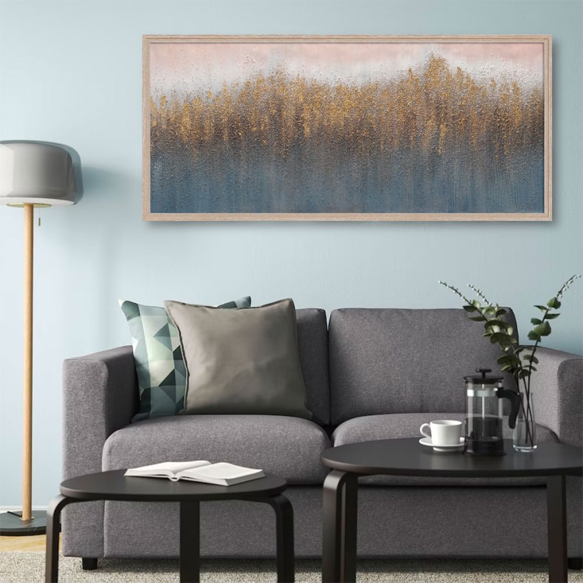 Handgemaltes abstraktes Goldgemälde auf Leinwand 65x150cm mit Rahmen W723 Aktion Handgemaltes abstraktes Goldgemälde auf Leinwand 65x150cm mit Rahmen W723 Aktion
