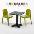 Schwarz Quadratisch Tisch und 2 Stühle Farbiges Polypropylen-Innenmastenset Grand Soleil Ice Aia Aktion