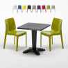 Schwarz Quadratisch Tisch und 2 Stühle Farbiges Polypropylen-Innenmastenset Grand Soleil Ice Aia Aktion