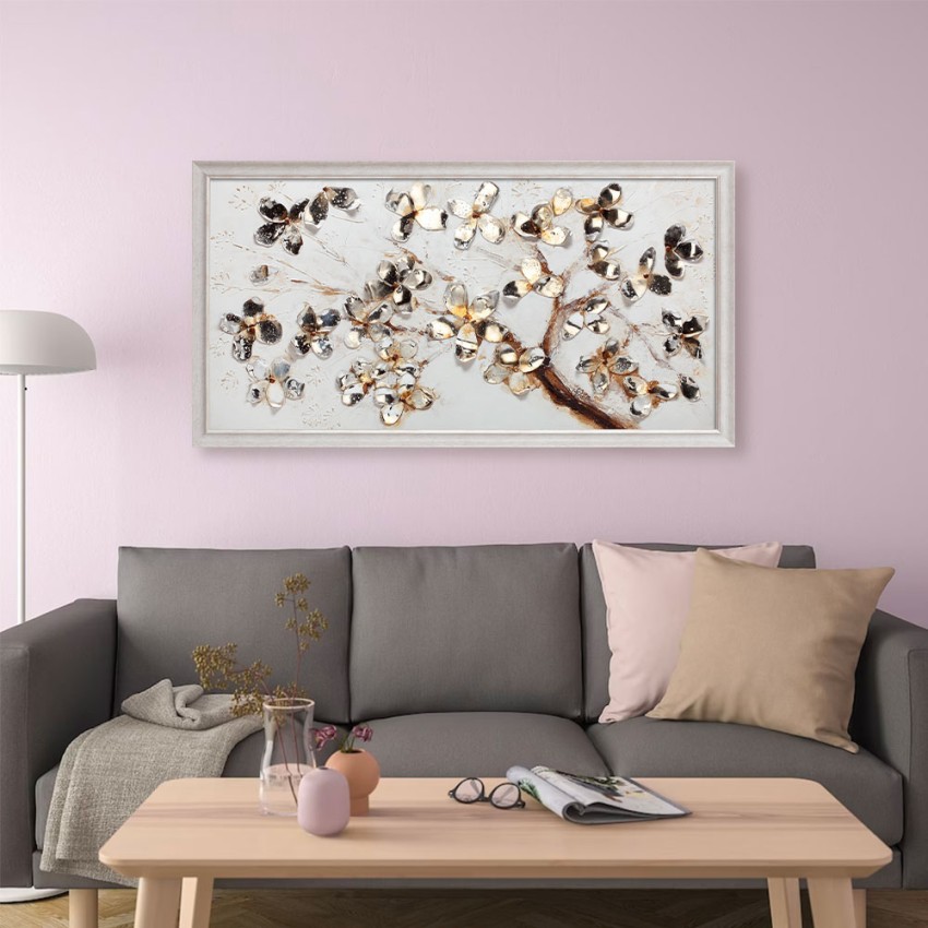 Handgemaltes Bild Metallblütenzweig Leinwandrahmen 60x120cm Z440 Aktion Handgemaltes Bild Metallblütenzweig Leinwandrahmen 60x120cm Z440 Aktion