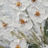 Quadro dipinto a mano su tela prato fiori bianchi con cornice 30x30cm Z501 Catalogo