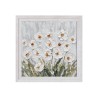 Quadro dipinto a mano su tela prato fiori bianchi con cornice 30x30cm Z501 Saldi