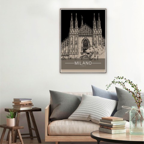 Stampa fotografia quadro poster città Milano cornice 50x70cm Unika 0011 Promozione