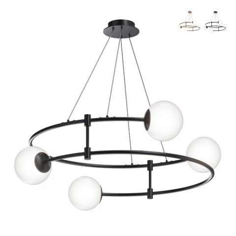 Lampadario cerchi sospeso moderno 4 luci sfere opaco Balance Maytoni Promozione