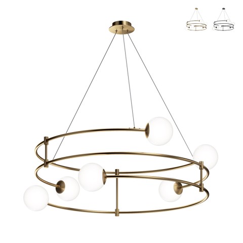 Lampadario moderno 6 sfere palle vetro cerchi spirale Balance Maytoni Promozione