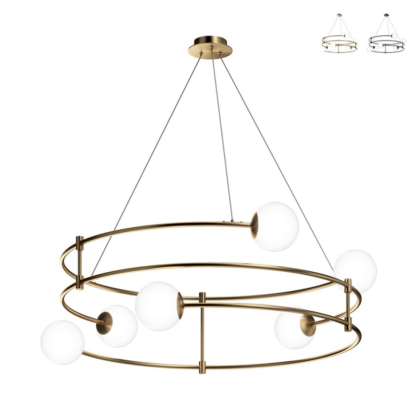 Suspension moderne 6 sphères en verre anneaux spirale Balance Maytoni Promotion Suspension moderne 6 sphères en verre anneaux spirale Balance Maytoni Promotion