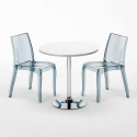 Table Ronde Blanche 70x70cm Avec 2 Chaises Colorées Et Transparentes Set Intérieur Bar Café Cristal Light Silver Réductions