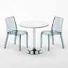 Table Ronde Blanche 70x70cm Avec 2 Chaises Colorées Et Transparentes Set Intérieur Bar Café Cristal Light Silver Réductions