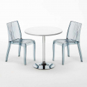 Weiß Rund Tisch und 2 Stühle Farbiges Transparent Grand Soleil Dune Silver Rabatte