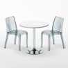 Weiß Rund Tisch und 2 Stühle Farbiges Transparent Grand Soleil Dune Silver Rabatte