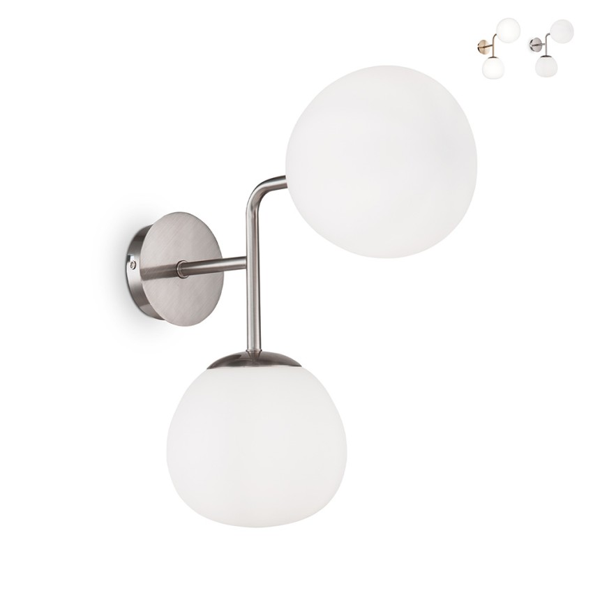 Applique a muro corridoio salone 2 sfere palle bianco Erich Maytoni Vendita Applique a muro corridoio salone 2 sfere palle bianco Erich Maytoni Vendita