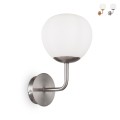 Applique a parete lampada a muro paralume a sfera bianco Erich Maytoni Promozione