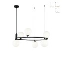 Lampadario salotto anello sospeso cerchio 6 luci sfere Ring Maytoni Promozione