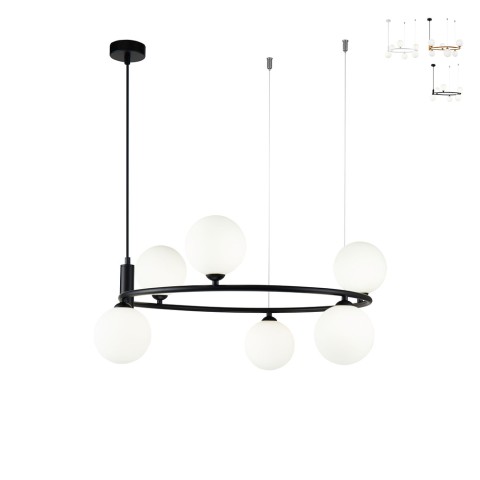 Lampadario salotto anello sospeso cerchio 6 luci sfere Ring Maytoni Promozione