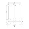 Lampadario salotto anello sospeso cerchio 6 luci sfere Ring Maytoni Misure