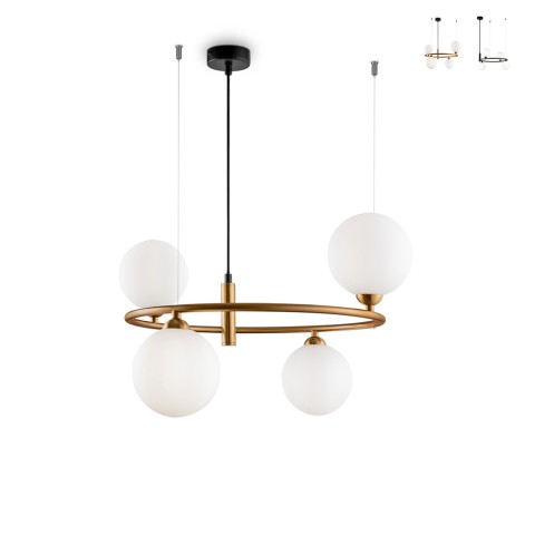 Lampada a soffitto cerchio sospeso anello 4 sfere moderno Ring Maytoni Promozione