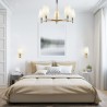 Lampadario moderno 5 luci candelabro paralume stoffa Zaragoza Maytoni Promozione