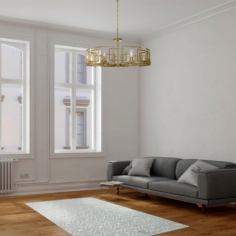 Lampadario dorato a sospensione soffitto salotto 8 luci Bowi Maytoni Promozione