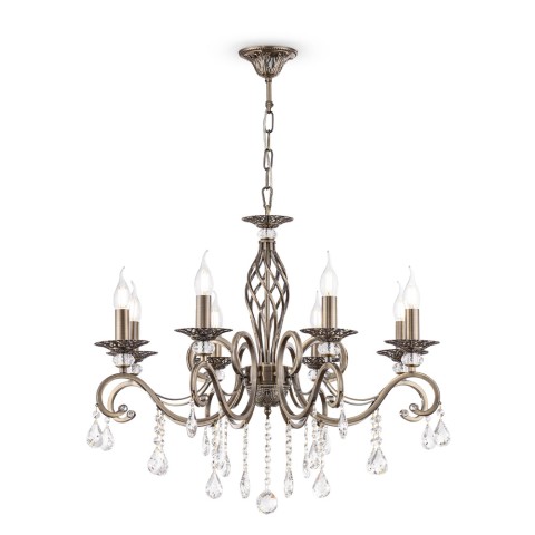 Candelabro classico a soffitto 8 luci cristalli pendenti Grace Maytoni Promozione