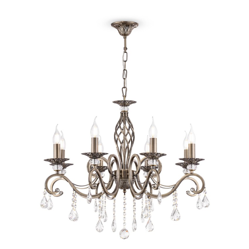 Candelabro classico a soffitto 8 luci cristalli pendenti Grace Maytoni Promozione Candelabro classico a soffitto 8 luci cristalli pendenti Grace Maytoni Promozione