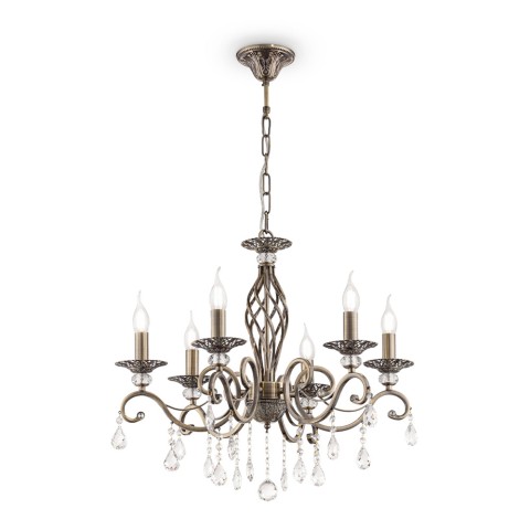 Lampada candelabro a soffitto classico cristalli 6 luci Grace Maytoni Promozione