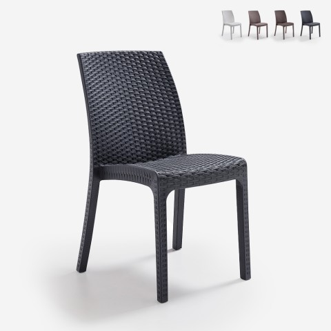 Chaise en polyrotin empilable pour bar jardin intérieur extérieur Virginia BICA Promotion