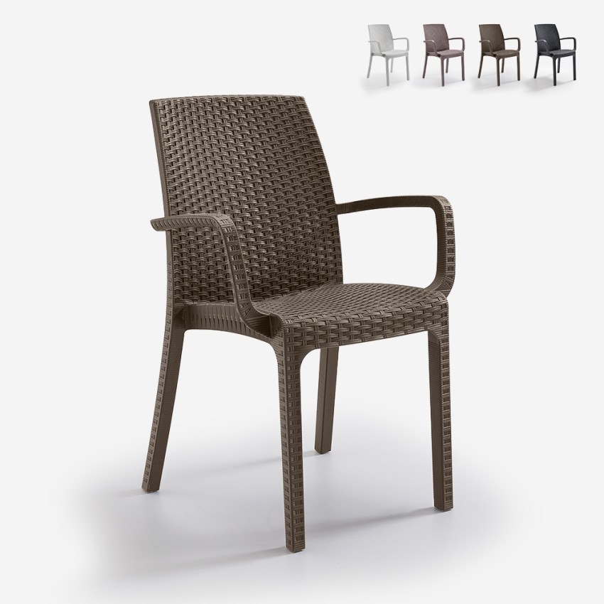 Lot de 18 chaises empilables en polyrotin avec accoudoirs pour jardin et extérieurs Indiana Bica Promotion Lot de 18 chaises empilables en polyrotin avec accoudoirs pour jardin et extérieurs Indiana Bica Promotion