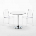 Table Ronde Blanche 70x70cm Avec 2 Chaises Colorées Grand Soleil Set Intérieur Bar Café B-Side Spectre Choix
