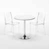 Table Ronde Blanche 70x70cm Avec 2 Chaises Colorées Grand Soleil Set Intérieur Bar Café B-Side Spectre Choix