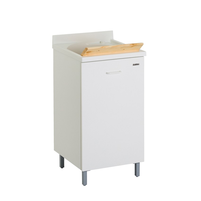 Lavabo 45x50cm avec planche en bois et meuble 1 porte Edilla Montegrappa Promotion Lavabo 45x50cm avec planche en bois et meuble 1 porte Edilla Montegrappa Promotion