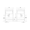 Évier avec meuble 2 portes 60x50cm cuve planche en bois Edilla Montegrappa Dimensions
