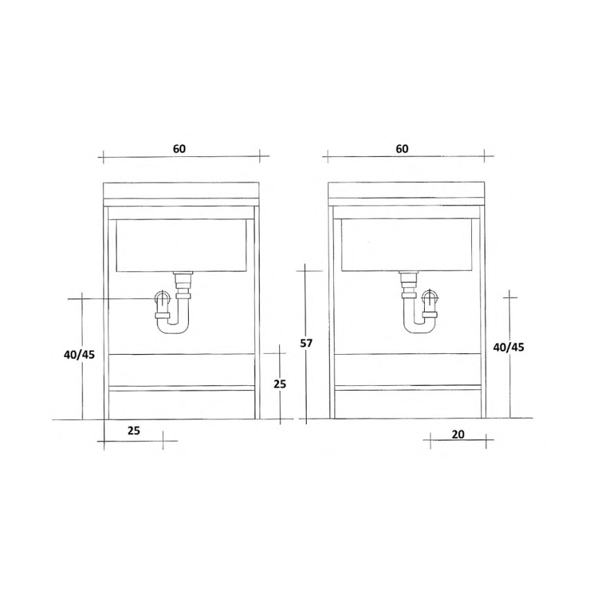 Edilla Montegrappa Mobile lavanderia lavatoio 60x50cm 2 ante vasca