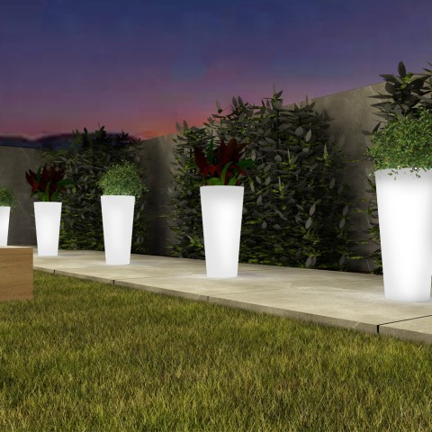 Vaso luminoso alto h102 per giardino luce LED RGB solare  Arkema Tondo Promozione