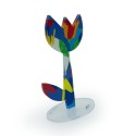 scultura decorativa fiore in plexiglass colorato stile pop art Tulipano Stock