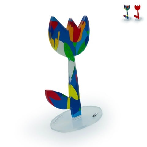 scultura decorativa fiore in plexiglass colorato stile pop art Tulipano Promozione