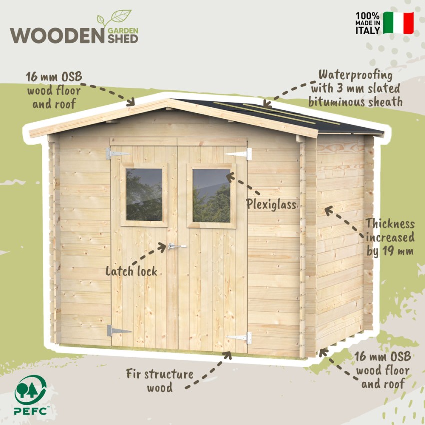 Marcella casetta in legno da giardino attrezzi porta singola 146x130cm