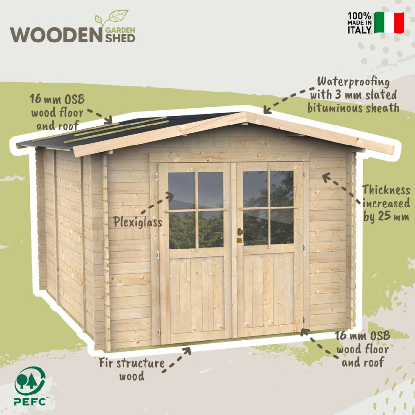 Formia casetta in legno porta attrezzi giardino 178x218cm porta