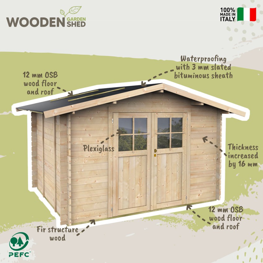 Ambrogio 155x85 Nature Rimessa box in legno casetta addossata attrezzi per  giardino