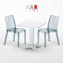 Weiß Quadratisch Tisch und 2 Stühle Farbiges Polypropylen-Innenmastenset Grand Soleil Cristal Light Terrace Aktion