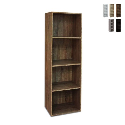 Libreria soggiorno ufficio 4 ripiani 40x132 cm scaffale in legno Duval Promozione