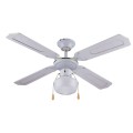 Weißer Deckenventilator mit Licht, 4 Holzflügel, 105 cm Salig Aktion