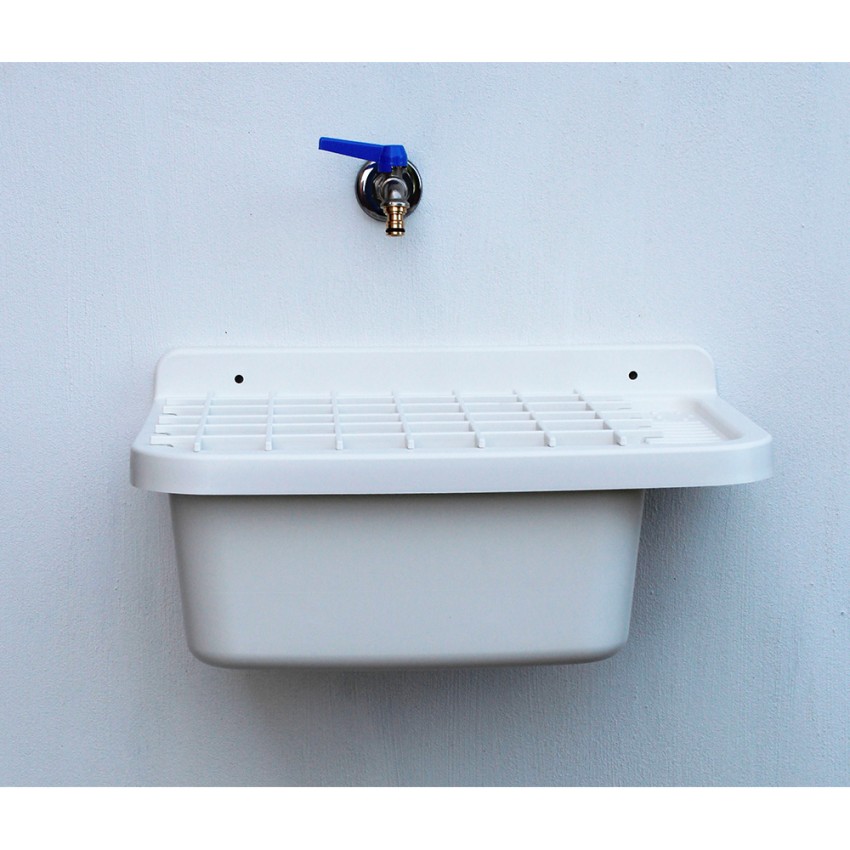 Sink 50 lavatoio per esterno vasca pilozzo a parete in resina 50x35x24cm