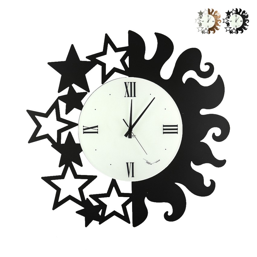 Handgefertigte runde Wanduhr aus Metall Sonne und Sterne Ceart Verkauf Handgefertigte runde Wanduhr aus Metall Sonne und Sterne Ceart Verkauf