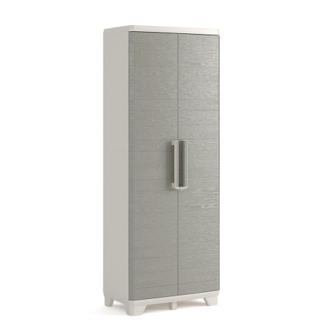 Armoire à balais en bois 3 étagères réglables Grain de bois Keter Promotion