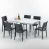 Weiß Rechteckig Tisch und 6 Stühle Farbiges Polypropylen-Außenmastenset Grand Soleil Paris Summerlife Modell