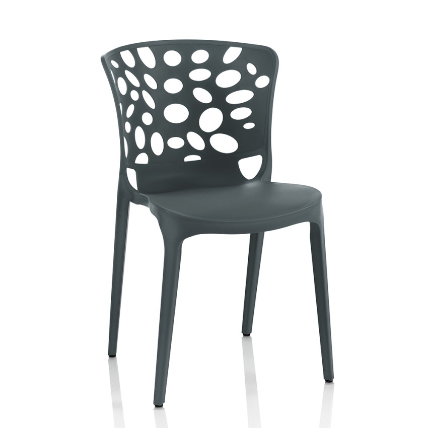 Chaise design géométrique style moderne en métal et plastique Hexagonal,  Couleur: Rouge