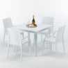 Weiß Quadratisch Tisch und 4 Stühle Farbiges Polypropylen-Außenmastenset Grand Soleil Arm Bistrot Love Katalog