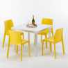 Weiß Quadratisch Tisch und 4 Stühle Farbiges Polypropylen-Außenmastenset Grand Soleil Rome Love Maße